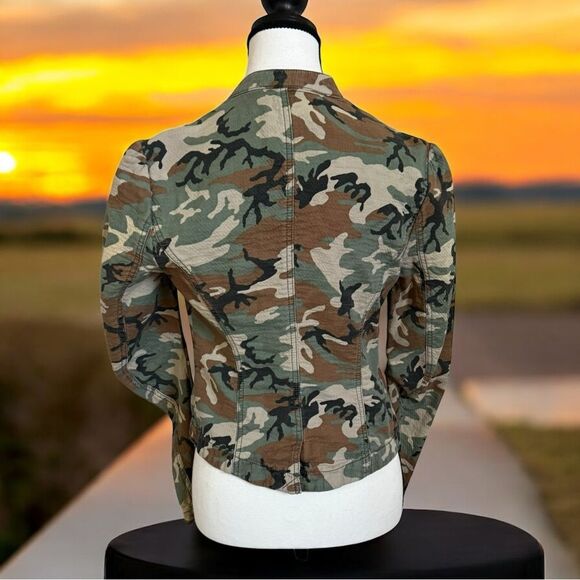Free People Camo Green and Brown Blazer Tailored Fit Size 4 - Picture 3 of 7
